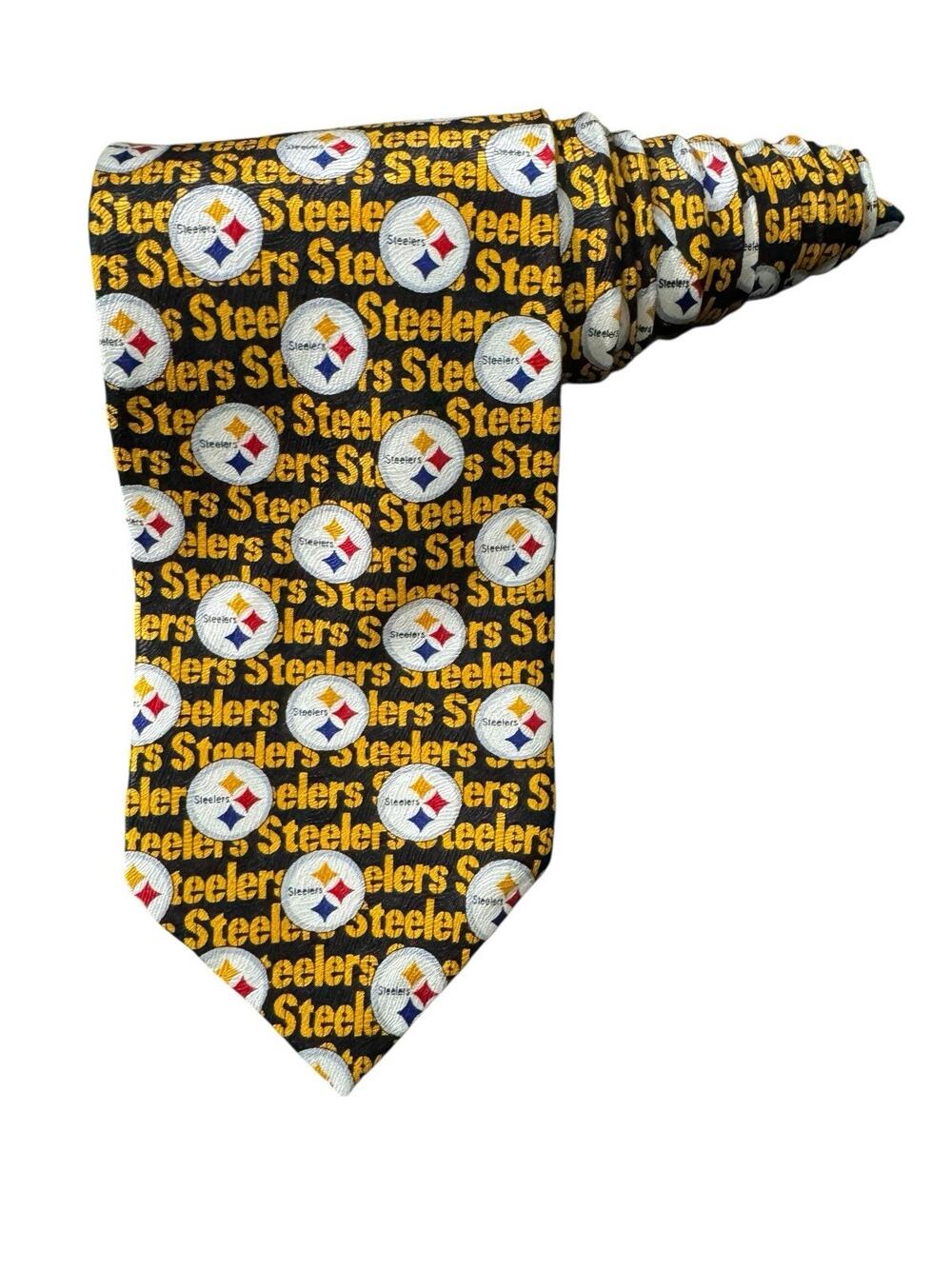 NFL Ralph Marlin Pittsburgh Steelers Type Logo Football Novelty Necktie 2002